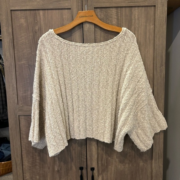 Free People XS Good Day Pullover Chunky Knit Sweater Oatmeal Tan - Picture 4 of 12